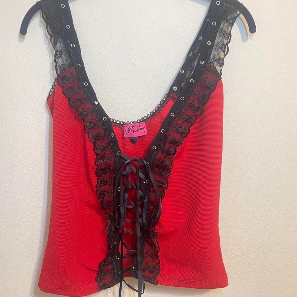 Demi Loon Red and Black Lace Top